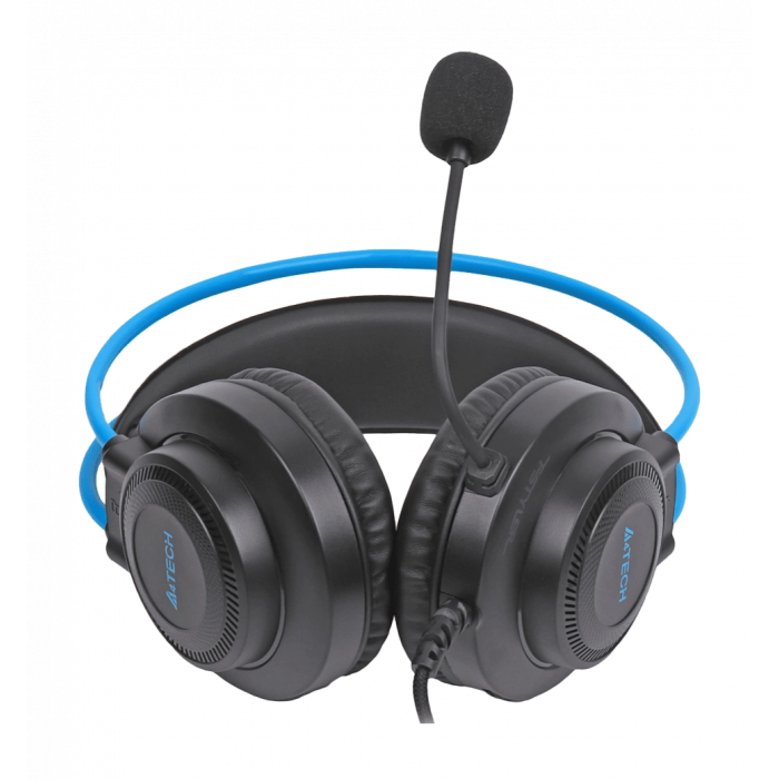 Headphones A4-Tech FH200i (Blue) with a microphone, gray + blue color