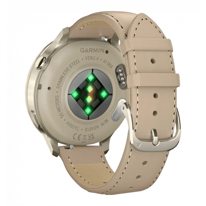 Smart watch Garmin Venu 4 41 mm Lunar Gold with Light Sand Leather Band (010-03013-03)