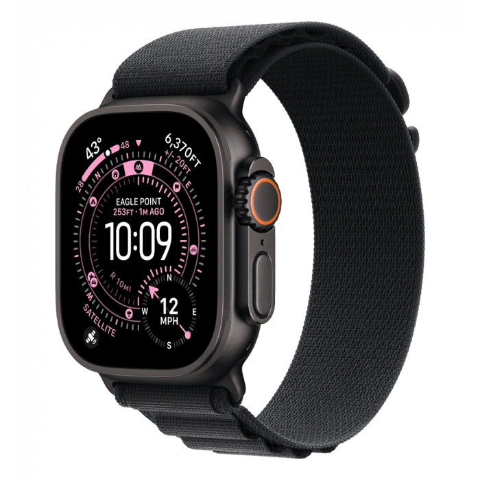 Apple Watch Ultra 3 GPS + Cellular 49mm Black Titanium Case with Black Alpine Loop - Medium (MF0V4)