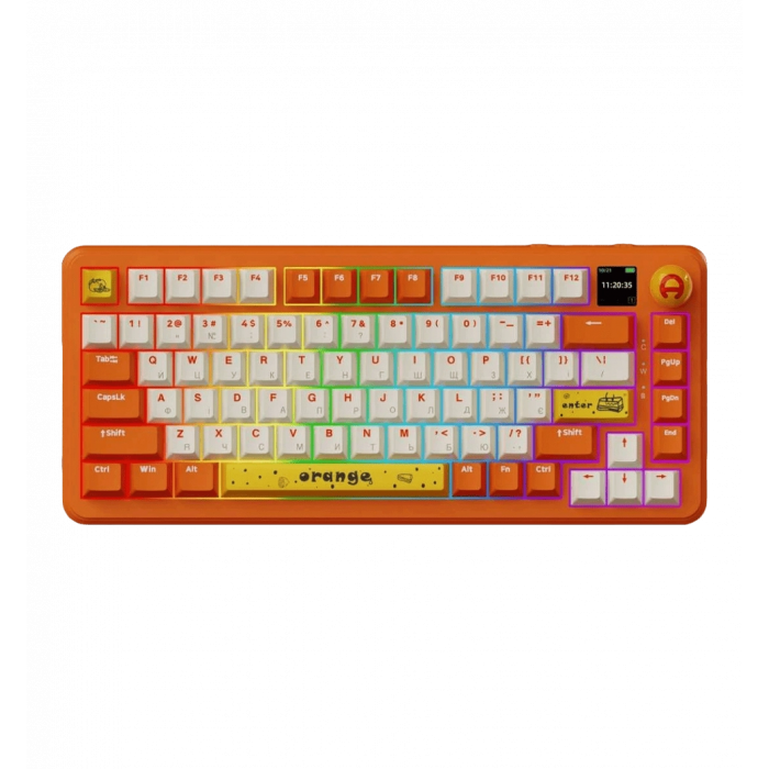 Бездротова механічна клавіатура Ajazz  AK820 MAX Avocado Switch Orange-White Theme-RGB--With Screen (AK820MAX-AS-OW)