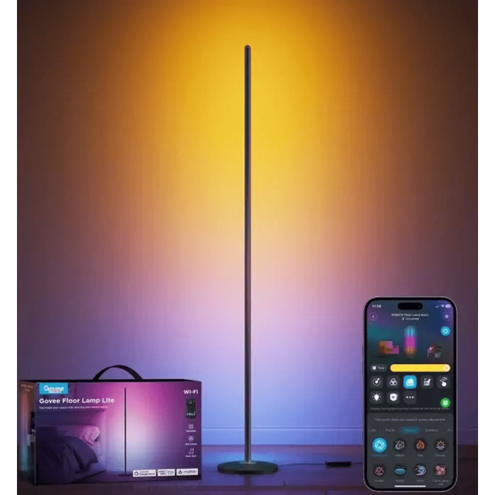 Торшер розумний Govee H8076 Govee Floor Lamp lite, 1000Lm, RGBWW+RGBIC+WW, WI-FI/Bluetooth, чорний
