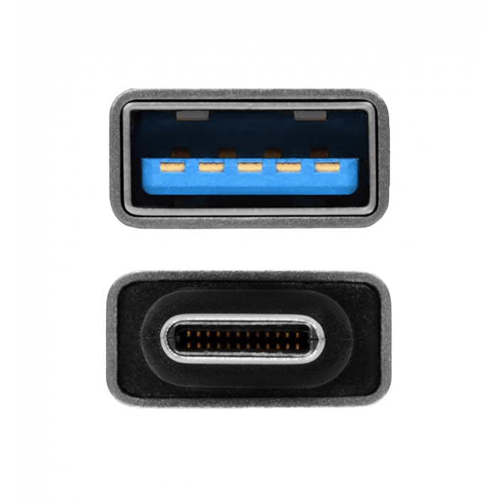 Адаптер AXAGON RUCM-AFA USB 3.0 Type-C Male-Type-A рамка алюмінієва, Сірий