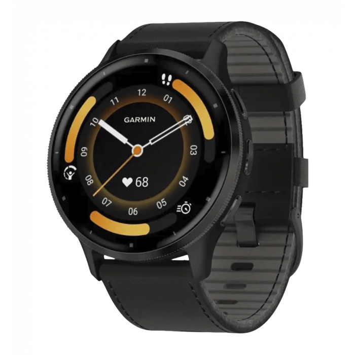 Smart watch Garmin Venu 3 Slate S. Steel Bezel w. Black Case and Leather Band (010-02784-52/02) UA