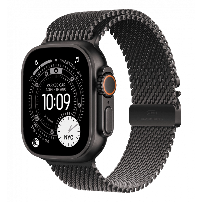 Apple Watch Ultra 3 GPS + Cellular 49mm Black Titanium Case with Black Titanium Milanese Loop - Medium (MF1Q4)