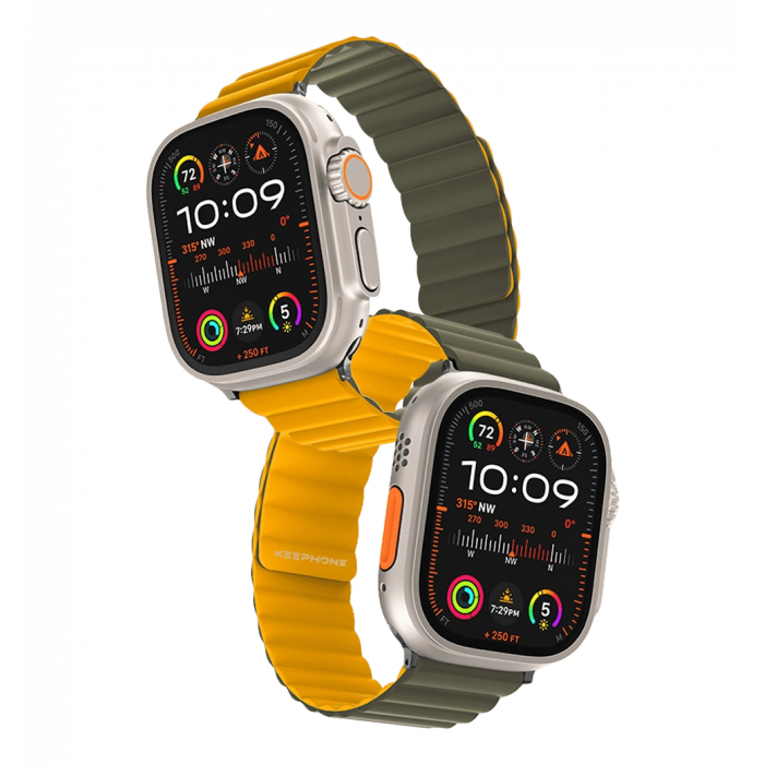 Strap Keephone iBands, Silicone Magnetic Snap Green + Yellow (KPIBA49YLGN)